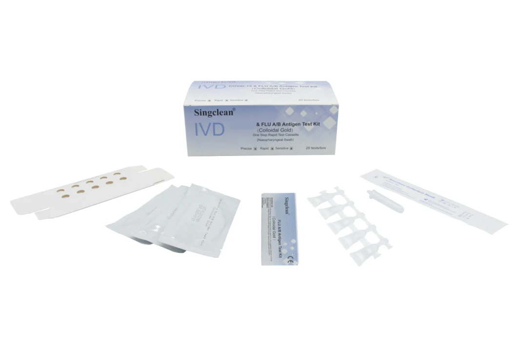 CE Passed China Supply Singclean Flu a/B Antigen Test Kit for Influenza Rapid Test Kit 1 Test/Box 20 Tests/Box with CE