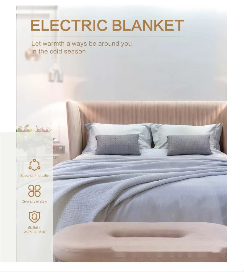 Flannel Fleece Electric Blanket Stamp Welding Design Electric Heating Over Blanket for Winter in Good Quality