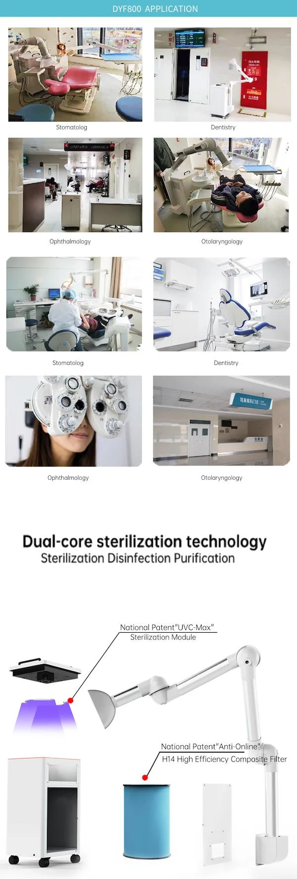 Hospital Dentistry Oral Specialized Avoiding Cross Infection UVC-LED Sterilization Anti Viruses&Bacteria Air Disinfection Sterilizer Medical Dental Device