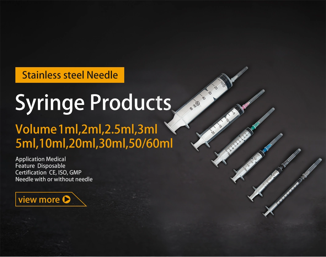 Medical Products Disposable Plastic 3 Parts Luer Slip Luer Lock Injection Syringe with Needle