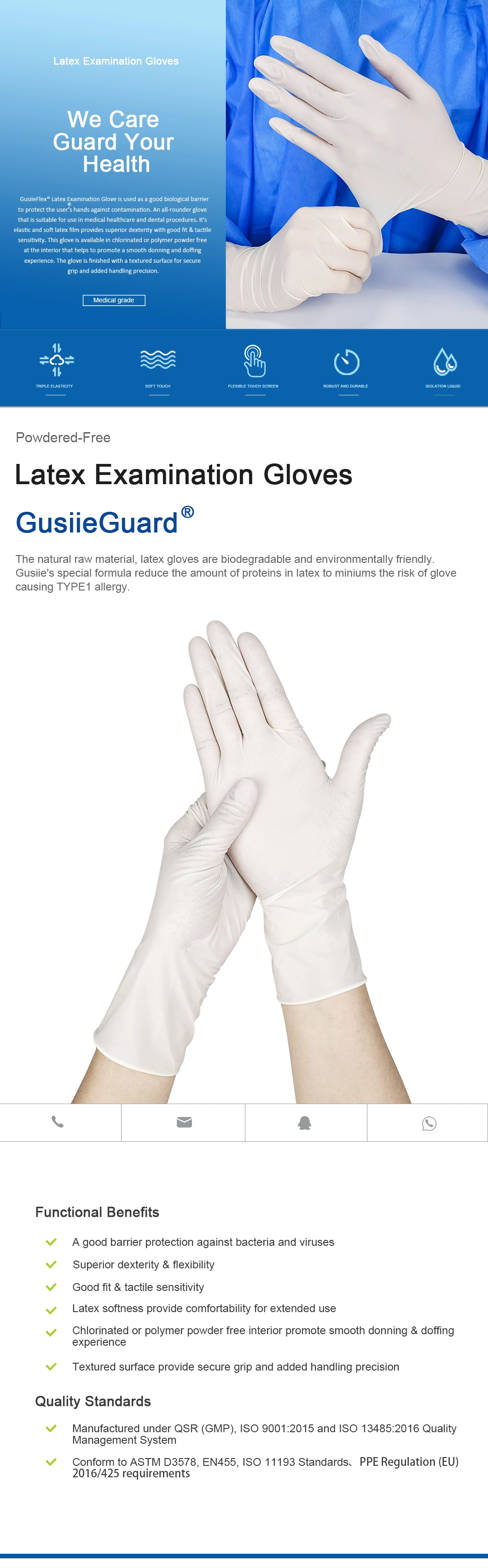 Medical Disposable Latex Examination Gloves Powdered Rubber Surgical Sterile Powder Free